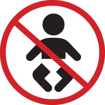 Prohibited icon depicting a baby with a red circle and slash vector