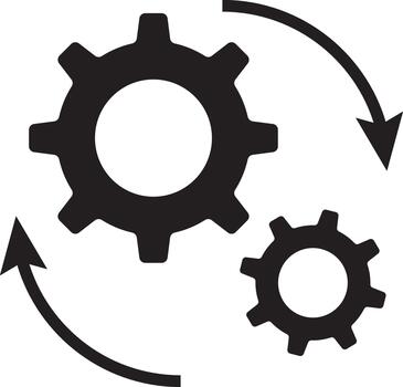 Gears Rotating and Interlocking for Mechanical Operations vector