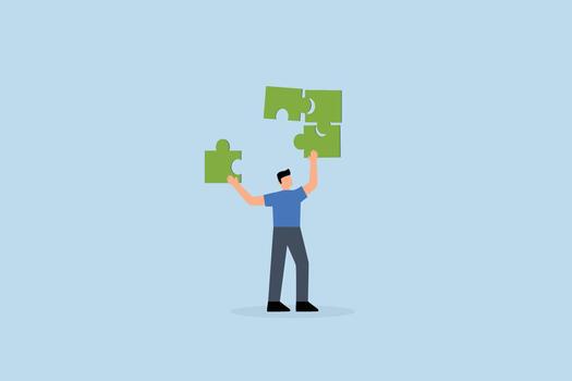 Solve puzzle problem, complete jigsaw puzzle vector