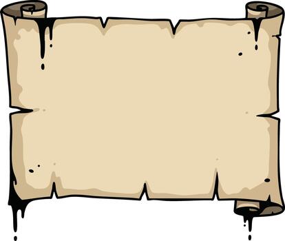 antiguo blanco pergamino Desplazarse con Rasgado bordes y goteo tinta ilustración para Clásico diseño elementos vector