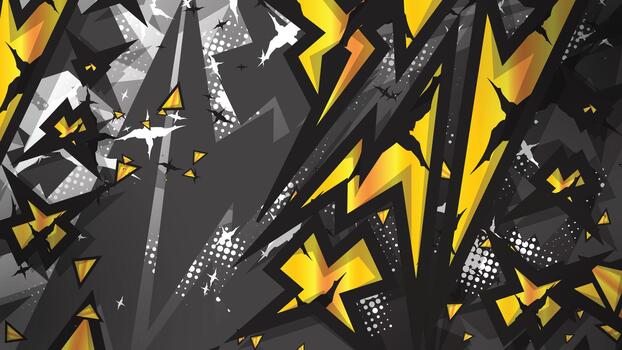 Abstract Racing Background with Yellow Geometric Stars and Halftone Pattern vector