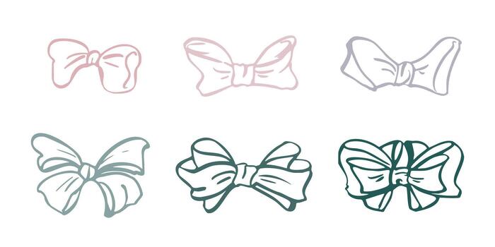 mínimo cinta arcos dibujado en realista plano estilo. múltiple bucles aislado conjunto de soltero objetos mano dibujado en tinta. contemporáneo marca, envase papel patrones, y gráfico composiciones vector