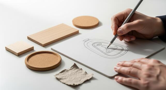 Hands Sketching Innovative Designs for Modern Product Development photo