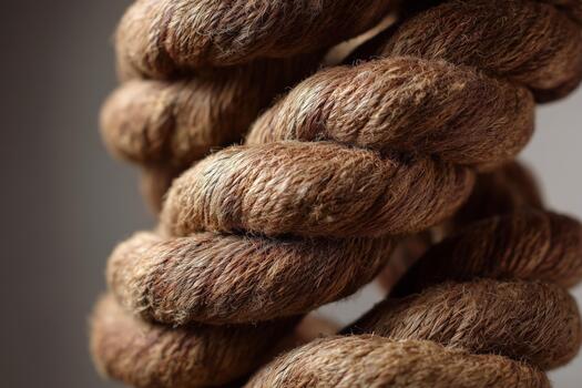 Close-up View of Twisted Natural Rope Showing Texture and Detail in Soft Lighting photo
