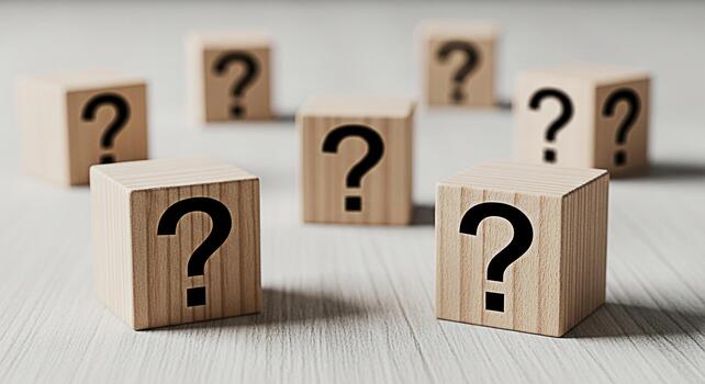 Question mark blocks wooden cubes uncertainty problem solving decision making choice options confusion challenge solution answer knowledge inquiry photo