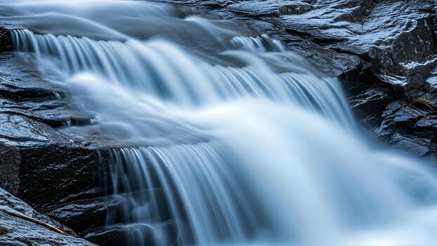 Silky Cascade Capturing the Flow of Waterfall photo