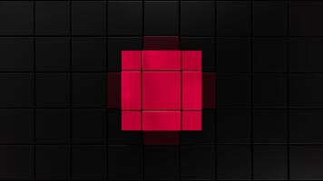 rosso raggiante piazza squillare senza soluzione di continuità astratto 3d ciclo continuo. 3d interpretazione video