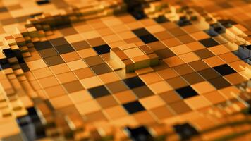 gyllene pixelated cirkulär rörelse looping 3d bakgrund. 3d tolkning video