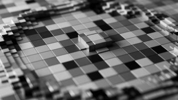 gråskale pixelated cirkulär mönster looping 3d bakgrund. 3d tolkning video