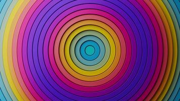 arco iris concéntrico círculos bucle resumen 3d antecedentes. 3d representación video