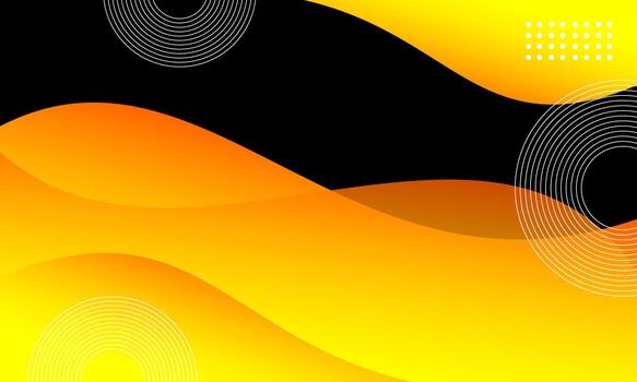 resumen antecedentes de amarillo y negro ondas, moderno dinámica composición de curvo líneas con puntos y paralelo líneas. adecuado para póster, tarjeta, bandera, fondo, folleto, cubrir, fondo de pantalla, volantes. vector
