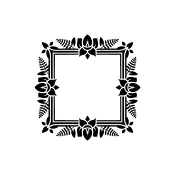 Elegant floral border with symmetrical rose and fern elements framing a square empty space for text or imagery vector