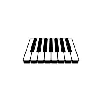 A minimalist illustration of a piano keyboard section with distinct and keys isolated vector