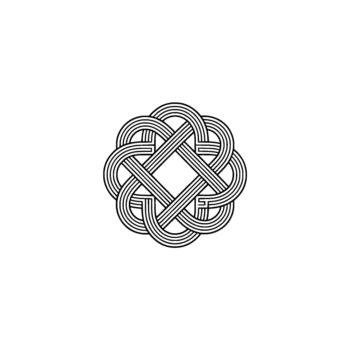 Intricate geometric Celtic knot pattern with intertwined circular elements forming a symmetrical labyrinth vector