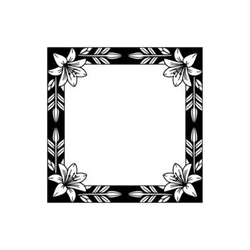 Elegant border featuring stylized lilies and leaf motifs framing a blank space perfect for text or images vector