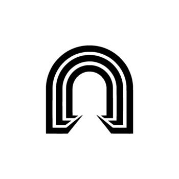 un sorprendentes resumen geométrico presentando Tres paralelo arqueado líneas formando un moderno estilizado arco vector