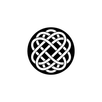 un rígido minimalista circular presentando un intrincado entretejido nudo modelo con limpiar líneas aislado vector