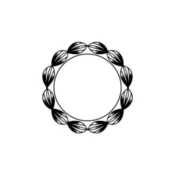 florido circular marco compuesto de estilizado semilla vaina o pétalo formas con delicado lineal textura radiante desde un central vacío vector