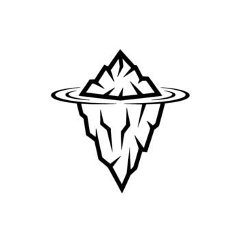 A stark illustration of a stylized iceberg with sharp angular peaks floating vector