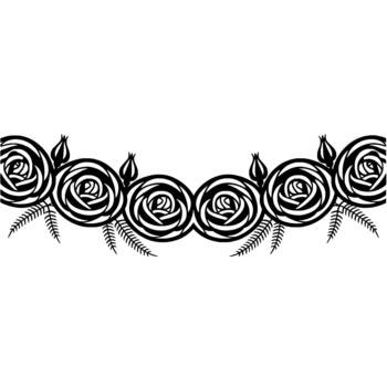 un continuo frontera presentando estilizado rosas y delicado como un helecho hojas arreglado en un repitiendo modelo vector