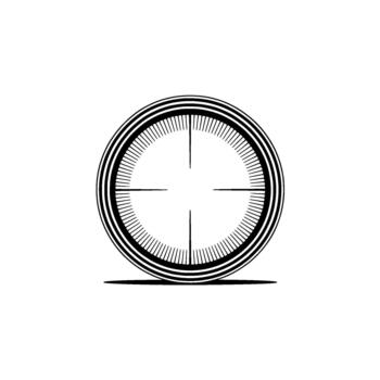 Minimalist illustration of a sniper scope reticle crosshair centered within a concentric circle vector