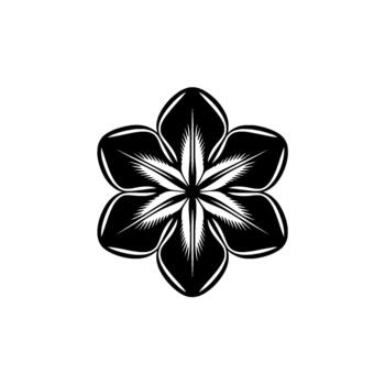 A stylized illustration of a six petaled flower with sharp pointed edges and intricate inner lines isolated vector