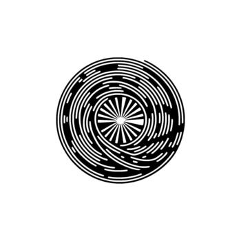 un rígido monocromo circular presentando un complejo espiral modelo de Delgado líneas vector