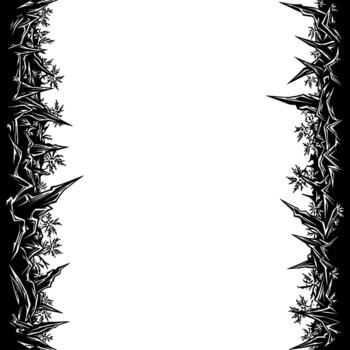 A striking border featuring sharp jagged crystalline ice formations and delicate snowflake clusters framing a clean negative space vector