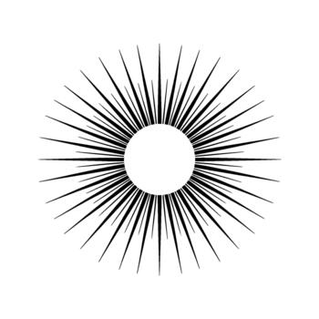 estilizado rayos de sol con agudo rayos emanando desde un central circulo vector