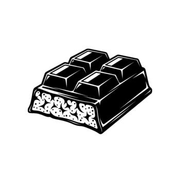 un estilizado ilustración de un chocolate bar con cuatro distinto segmentos y un texturizado relleno visible vector