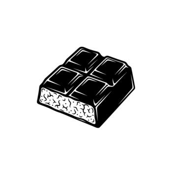 A simplified illustration of a broken chocolate bar with visible airy texture inside isolated vector
