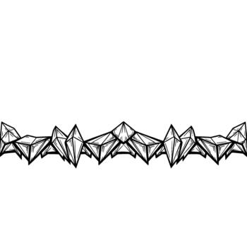 un rígido resumen geométrico frontera presentando un irregular arreglo de agudo poligonal formas y cristalino estructuras vector