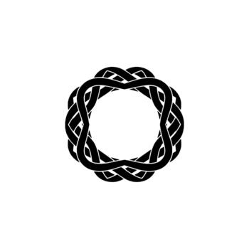 A symmetrical abstract circular knot with interweaving strands forming a continuous loop isolated vector