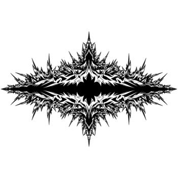 un dramático y intrincado representando un agudo puntiagudo resumen simétrico formar con agudo puntiagudo bordes y un central oscuro vacío creando un Starburst efecto aislado vector