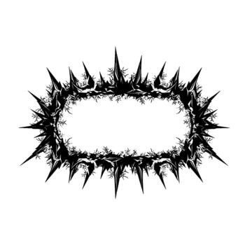 Abstract spiky oval frame with intricate thorny details and a stark background suggesting danger or intensity vector