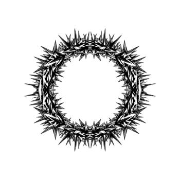 A stark and detailed illustration of a crown of thorns with sharp menacing spikes isolated vector