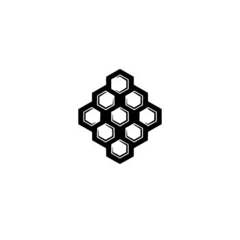 un minimalista geométrico presentando un estilizado racimo de interconectado hexágonos formando un panal modelo vector