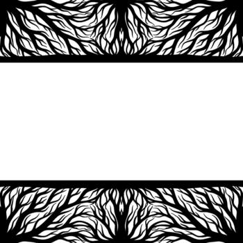 Intricate stylized tree root or branching organic pattern borders framing a central copy space for text or elements vector