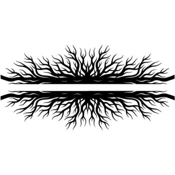 A striking depicting a symmetrical abstract pattern of intertwined branching roots or tree limbs vector