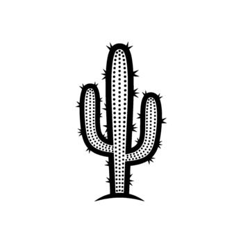 A stylized illustration of a sago cactus plant with multiple arms featuring a dotted texture and sharp spines rendered in a bold style vector
