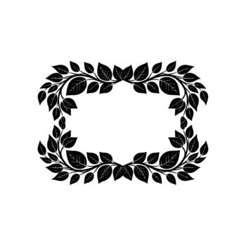 A sophisticated silhouette of a decorative leafy vine frame with detailed vein patterns vector