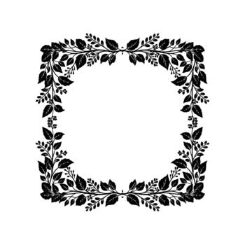 elegante silueta de un cuadrado botánico marco compuesto de intrincado derivación hojas y pequeño bayas vector