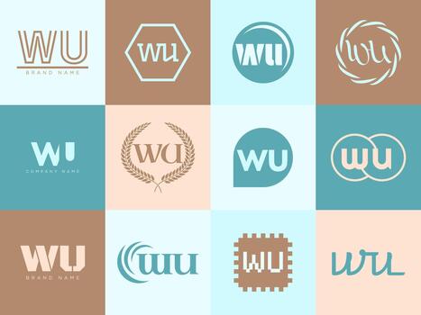 wu logo modelo letra w y tu logotipo conjunto diferente clásico serif letras y moderno negrita texto con diseño elementos. inicial fuente tipografía. vector