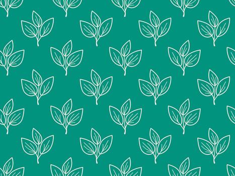 elegante verde azulado antecedentes con un repitiendo modelo de estilizado blanco hojas. Perfecto para textil diseño, embalaje, o sitio web antecedentes. evoca naturaleza, frescura, y serenidad. vector