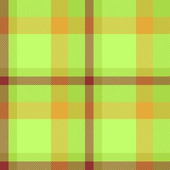 Lined fabric pattern, thin background seamless textile. Customize check texture tartan plaid in green and amber colors. vector