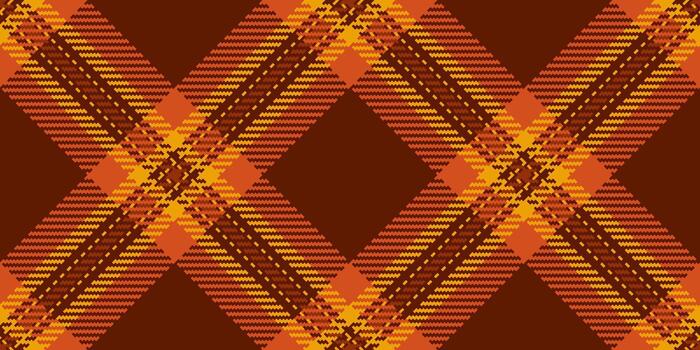 Overlayed check pattern textile, throw background tartan seamless. Classy plaid texture fabric in orange and bright colors. vector