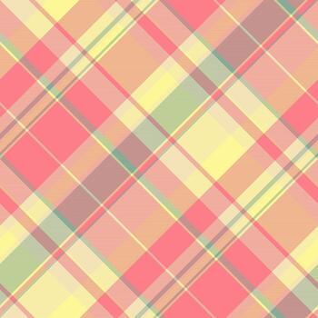 Vibrant plaid pattern with intersecting lines in pastel hues. Versatile background for textiles, fashion, or graphic design projects. Creates a warm, inviting feeling. vector