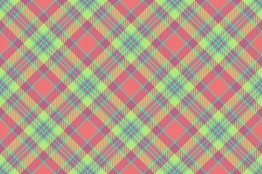Warmth textile texture tartan, couch pattern fabric seamless. Single check plaid background in pink and red colors. vector
