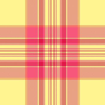 Rich seamless tartan pattern, stripe check textile. Direct fabric texture plaid background in red and yellow colors. vector