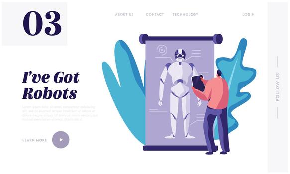 Engineer Create Robot. Artificial Intelligence vector